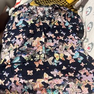 Butterfly koi scrub top